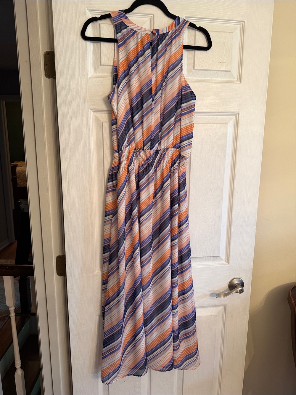 Nautica Halter Midi Dress in Orange, Blue & Cream Stripes L - Picture 3 of 5